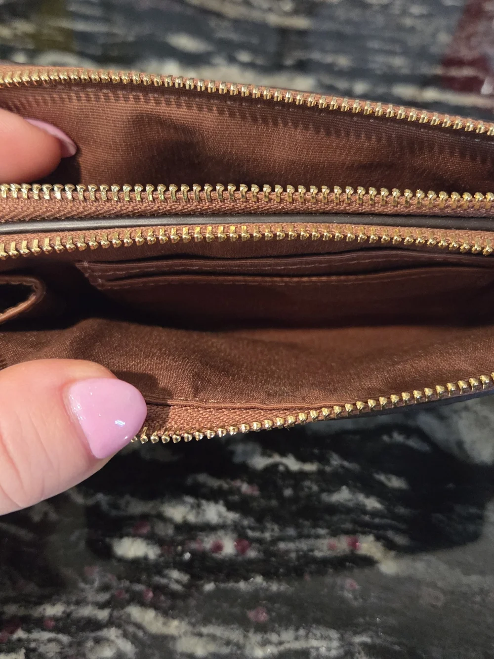Coach Signature Canvas Zip Wristlet in Brown